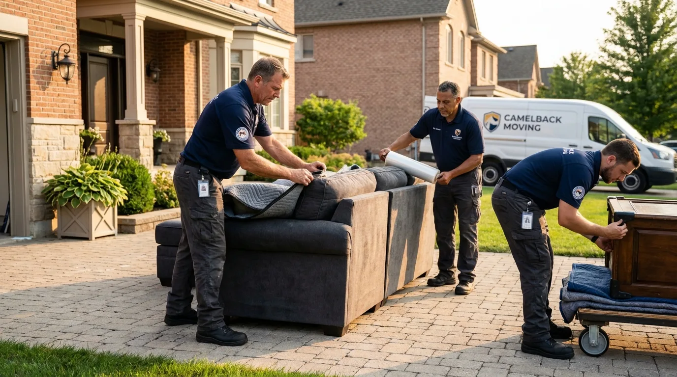 Large estate moving crew wrapping furniture in East Palatka, FL