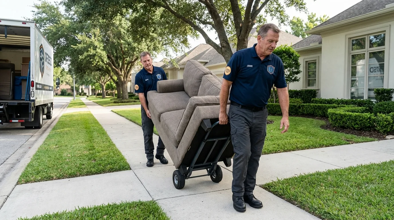 Local residential moving crew loading furniture in East Palatka, FL