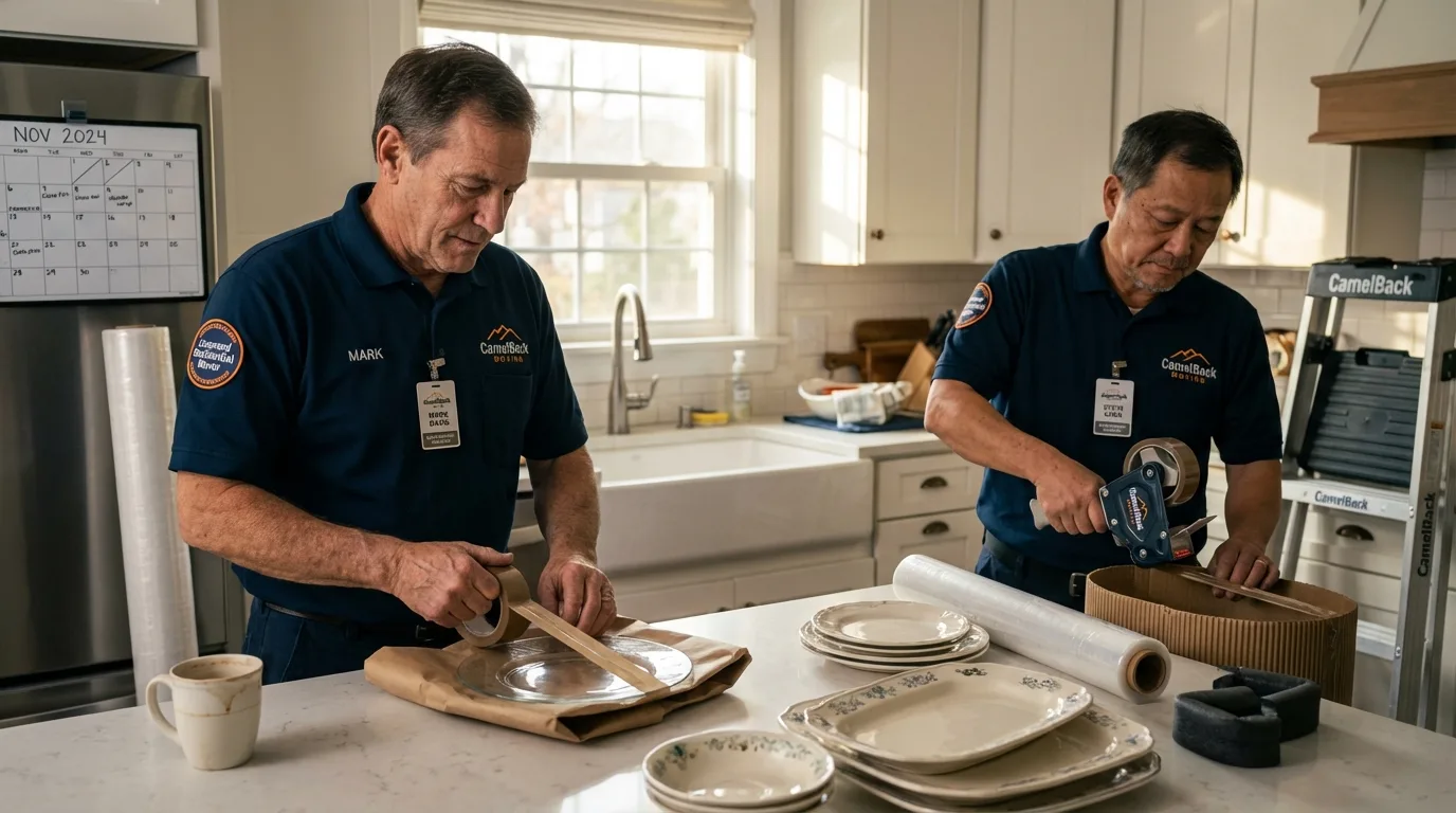 Professional crew packing kitchen dishware in East Palatka, FL