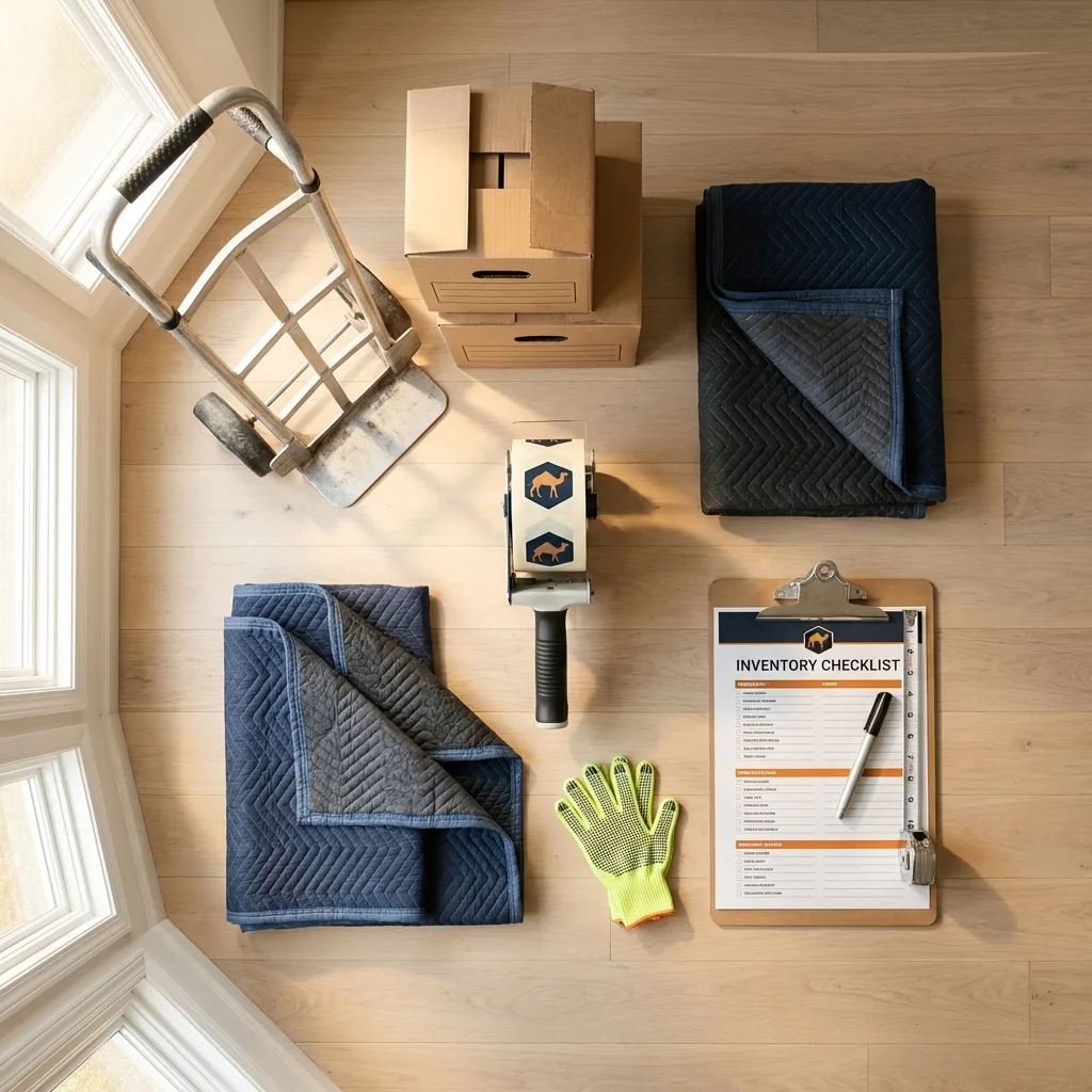 Professional moving supplies and packing materials layout for East Palatka residential relocations